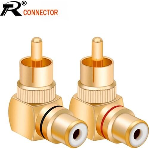 10pcs/lot RCA Right Angle Male To Female Gold Plated Connector Plug 90 Degree Adapters