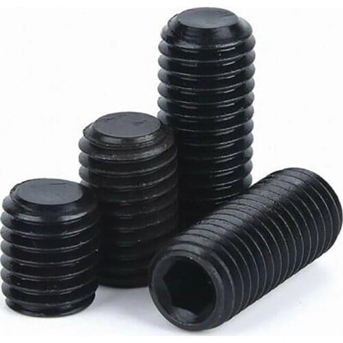 12.9 Grade Carbon Steel Black Headless Grub Allen Head Screws Bolts Flat Point Hex Hexagon Socket Set Screws M3 M4 M5 M6 M8 M10