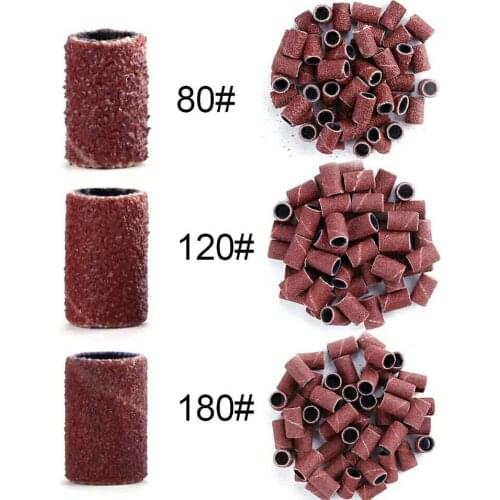 150 pieces 80#120#180# sanding belt sleeve cuffs electric polishing sandpaper ring sand nail art drill file salon skill tool
