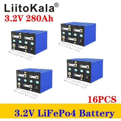 16pcs LiitoKala 3.2V 280Ah lifepo4 battery DIY 12V 48V 280AH Rechargeable battery pack for Electric car RV Solar Energy Tax Free