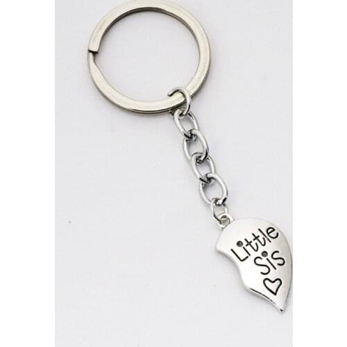 2 PCS Heart Broken Keyring Keychain Big Sis Little Sis for Sister Best Friends