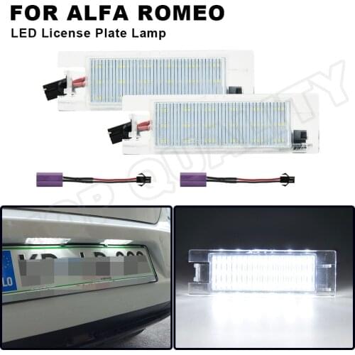 For Alfa Romeo 147 156 159 166 Brera Giulietta MiTo ab GT Spider 939 2Pcs Canbus LED License Number Plate Light Lamp Error Free