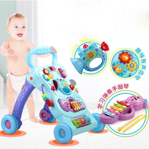 2019 new baby stroller walker toy anti-rollover learning standing walking baby trolley multi-function with music