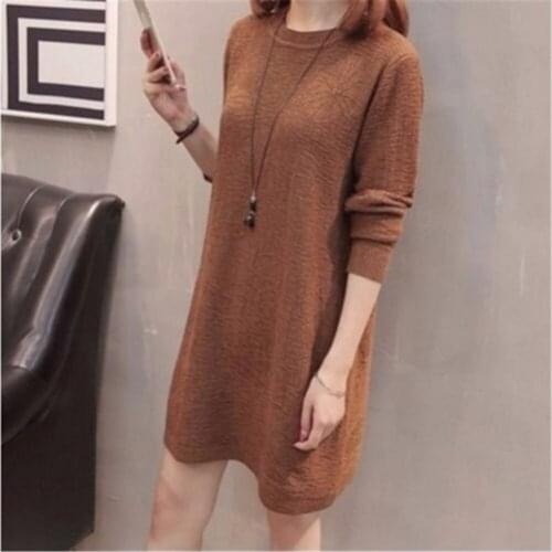 2021 Autumn winter sweater women knitted dress warm O-Neck sexy loose pregnant maxi plus size 4xl female ladies long sweaters
