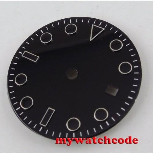 28.5mm Black Watch Dial For Mingzhu 2813 3804 MIYOTA 8215 Automatic Movement With Date Window D121
