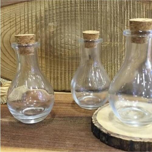 50cc 5 Pcs Glass Bottle Cork Stopper The Pear Shaped Glass Bottles wedding bride mariage хна henna