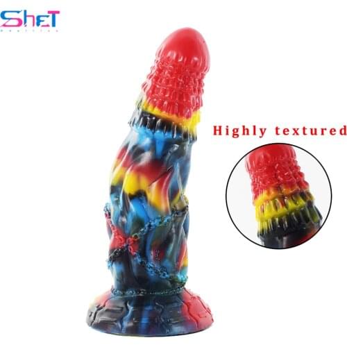 SHET Thin and Large Dildo Sexy Toys for Women Art Graffiti Big Penis Anal Plug With Suction Cup for Anal Massage Anale Sex Toys