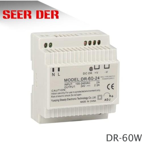 60W 24V Din Rail SMPS 24 volt 2.5A ac to dc Switch Power Supply DR-60-24