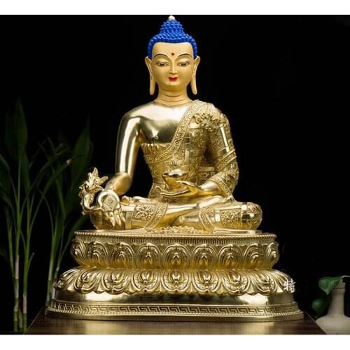 48CM large High-grade Buddha statue 2021 Asia Buddhism Nepal Gilding Sakyamuni Medicine Buddha statue bless Safety Health luck