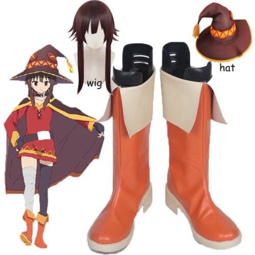 KonoSuba Gods Blessing on This Wonderful World Megumin Cosplay Shoes Anime Cosplay Boots Zipper-up Girls Halloween Party Shoes