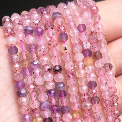 Natural Stone Beads Tiny Faceted Mixed Quartz Crystal Loose Rondelle Beads for Jewelry Making DIY Bracelet Charms Earrings 15