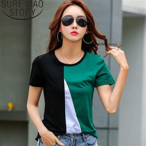 Korean clothes 2021 harajuku tshirt plus size women Short Office Lady O-Neck womens clothing Slim t-shirt 2570 50