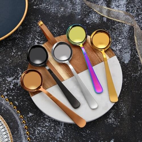304 stainless steel round spoon Creative Coffee Spoon Tea Household Dessert spoon Tableware Childrens Deep Spoons