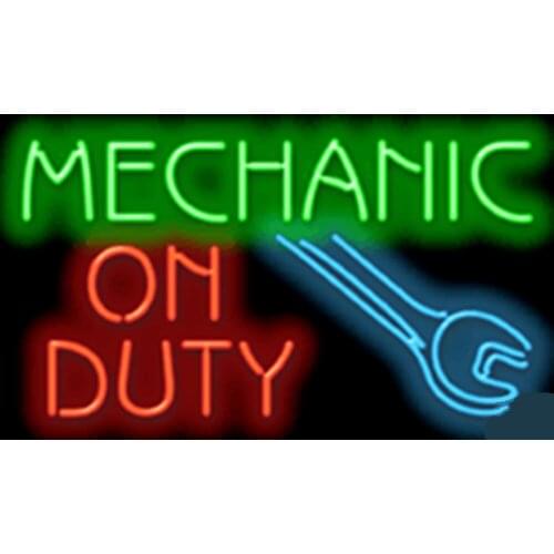 Mechanic On Duty Repair Car Auto Glass Tube neon sign Handcrafted Automotive signs Shop Store Business Signboard signage 17"x14"