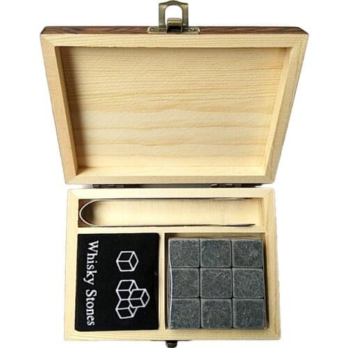 6 Pcs Whiskey Bourbon Chilling Stones Set with Storage Bag and Wooden Box Father