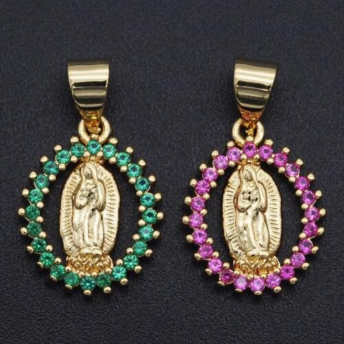 19x12mm 100% CZ Zircon DIY Jewelry Virgin Mary Charm Pendant Wholesale Necklace Making Charms Jewellery Accessories