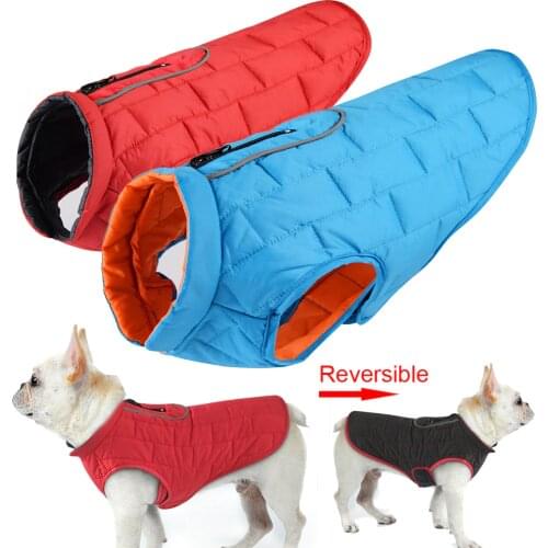 2018 Dog Clothes Waterproof Winter Dog Coat Jacket Reversible Clothing For Small Medium Large Dogs French Bulldog Chihuahua Pug