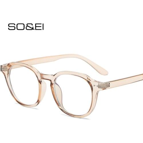 SO&EI Vintage Square Anti-Blu-Ray Eyewear Women Nail Glasses Frame Fashion Clear Lens Men Optical Frame Computer Goggles