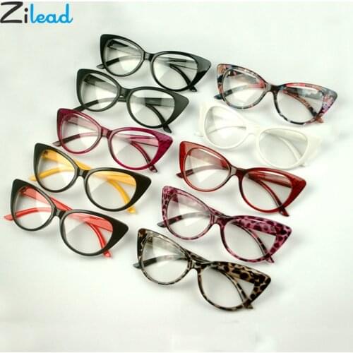 Zilead Retro Cat Eye Clear Lens Spectacle Frame Brand Women Blue-ray Optical Eyewear Frame Myopia Lens Women Frame Plain Glasses