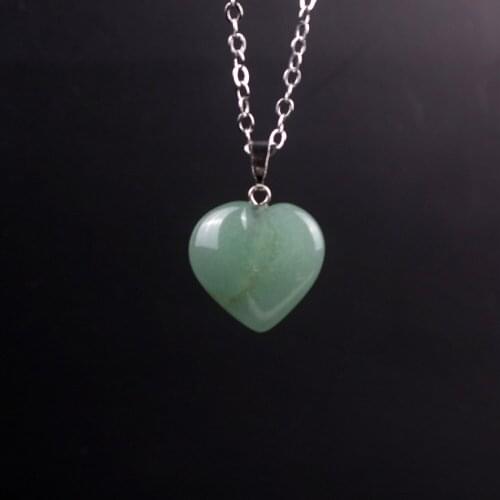 Wholesale Assorted 50pcs Mixed Natural Stone Green Aventurine Onyx Charms Necklaces 20mm Heart Pendants For Jewelry Making Free