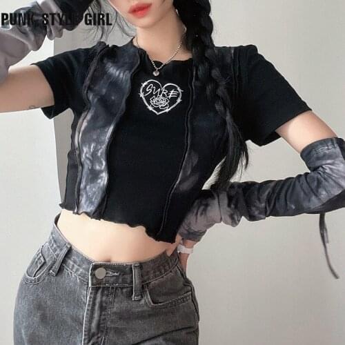Женские укороченные футболки PUNK STYLE GIRL China At AliExpress