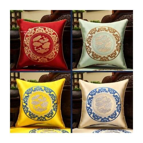 Luxury Embroidered Chinese Silk Cushion Cover Pillow Case Sofa Chair Christmas Home Decoration Classic Lumbar Pillow Covers