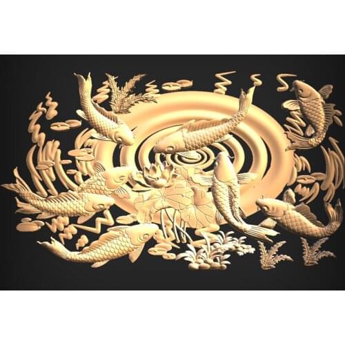Fish 3d Model relief STL Model for CNC Router 3D Printer Artcam Aspire Bas Relief_Decor relief