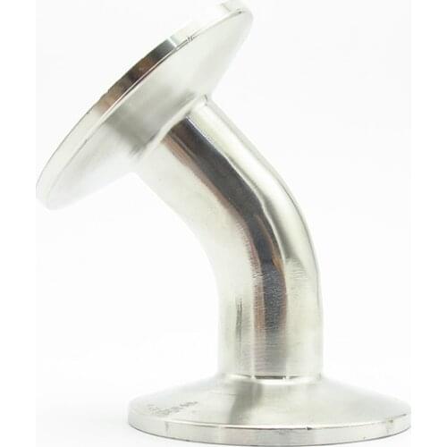 3/4" 19mm OD 304 Stainless Steel Sanitary Ferrule 45 Degree Elbow Pipe Fitting For Homebrew Wine Beer Brewing Fit 1.5" Tri Clamp
