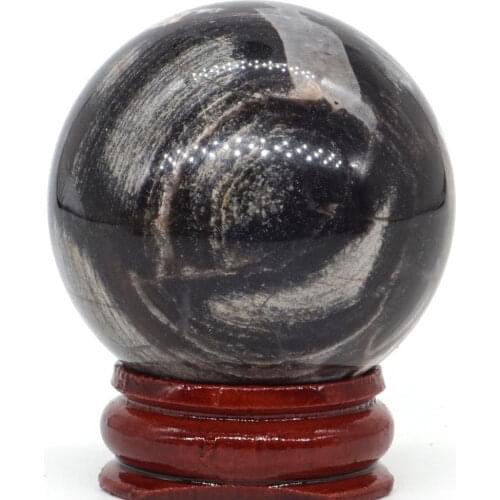 Natural Silver Leaf Jasper Ball Mineral Quartz Sphere Hand Massage Crystal Ball Healing Feng Shui Home Decor Accessory 40mm