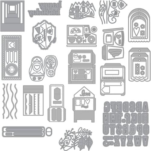 Mmao Crafts Metal Steel Cutting Dies Various box frame letters Stencil For DIY Scrapbooking Paper/photo Cards Embossing Dies