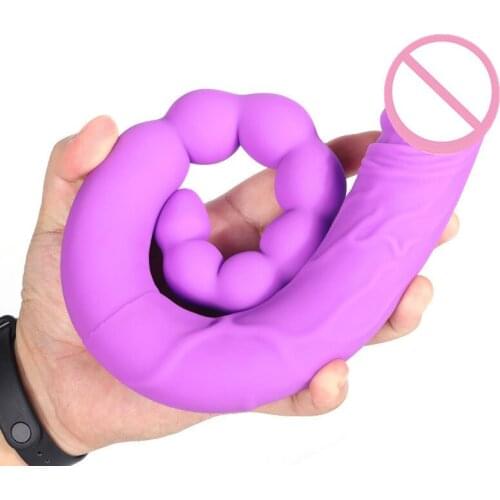 Silicon Double Ended Dildo Female Masturbator Realistic Dildo Butt Plug Vaginal Anal Sex Toy For Women Lesbian Adult Sex Product