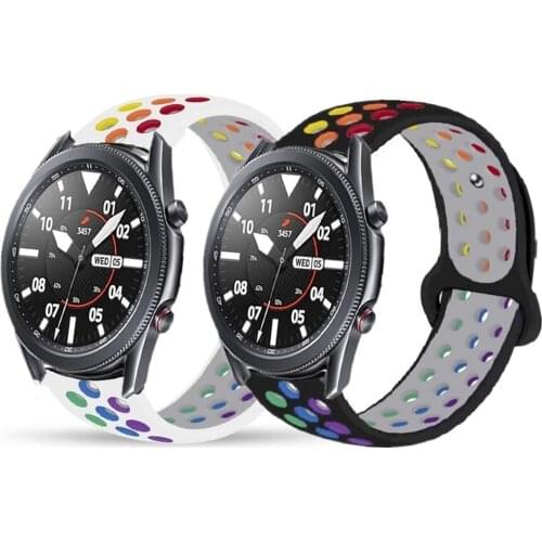 Silicone Watchband For Samsung Galaxy Watch 3 41mm 45mm Rainbow Bracelet For Galaxy Watch 42mm 46mm Gear Sport Soft Wrist Strap