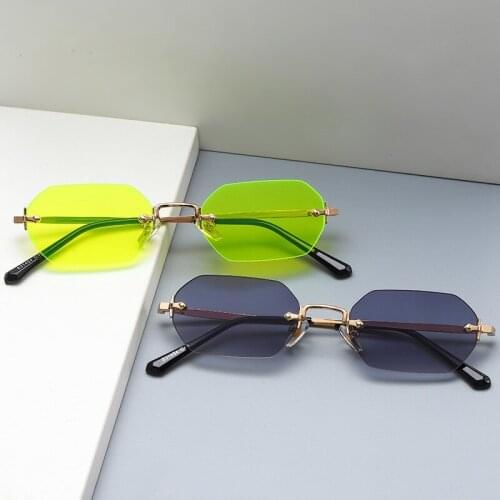 Vintage Rimless Square Sunglasses Men Oculos New Lens Shape Shade Metal Frame Clear Glasses for Reading Gafas Women Outdoor