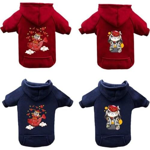 Dog Hoodies Winter Warm Cute Printed Pattern Pet Dog Jacket Puppy Coat For Small Medium Dogs Puppy Outfit XS-XXL