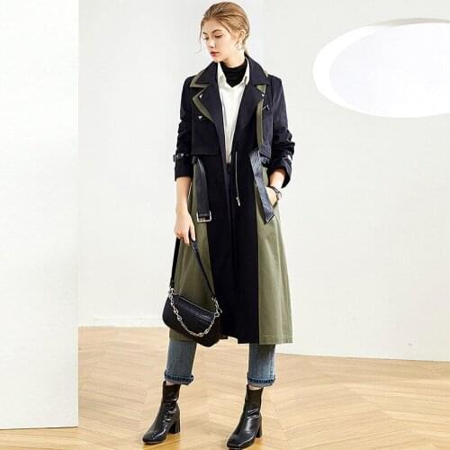Trench Coat Women Windcoat Casual Style Classical Design Dustcoat Patchwork Turn-down Collar Sashes Elegant New Fashion
