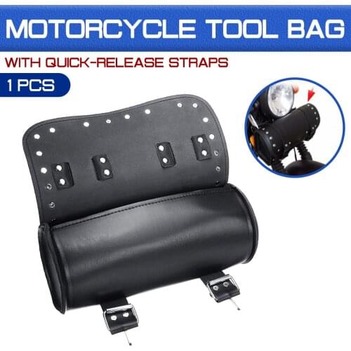 Universal Black Front Fork Saddlebag Roll Barrel Racing Tail Barrel Storage Motorcycle Tool Bag Handlebar