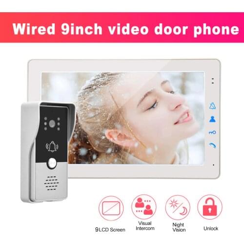 REDEAGLE 9 inch LCD Home Color Video Doorphone intercom kit IR Night Vision Camera Support Electric Lock Unlock