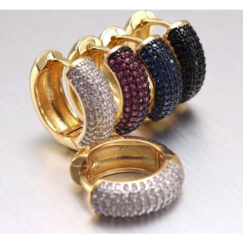 MHS.SUN Fashion Women Hoop Earrings Colorful AAA CZ Circle Earrings For Girls Jewelry Luxury Zircon Earrings 3 Size