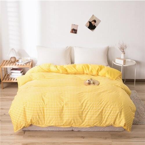 Yellow Plaid Duvet Cover with Zipper Comforter Case Printed Quilt Cover 150x200cm 180x220cm 200x230cm 220x240cm Size Textile 1pc