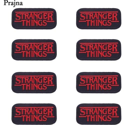 Prajna Patches Stranger Things Embroidered Badges Iron On Clothing Punk Sticker Red Letter Jeans DIY Decal 10PCS Wholesale