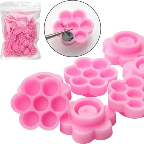 100pcs Disposable Glue Pallet Eyelash Extension Holder Pallet for Tattoo Pigment Adhesive Gel Glue Container Flower Makeup Tools