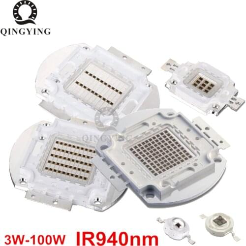 3W 10W 20W 30W 50W 100W IR 940 High Power LED Chip Infrared 940nm Integrated Light Beads For Night Vision CCTV Camera