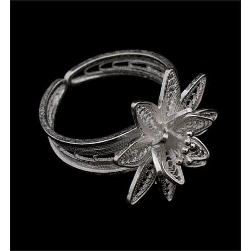 925 Sterling Silver Filigree Ring Inlaid Mardin Assyrian Turkish Special Hoop Adjustable Finger Width Collet Women Jewelry Star