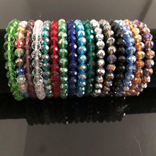 Charm Handmade Womens 8mm Rhinestone Glass Crystal Beaded Round Beads Stretch Bracelet Femme Bangle Bracelets Girl Wrap Jewelry