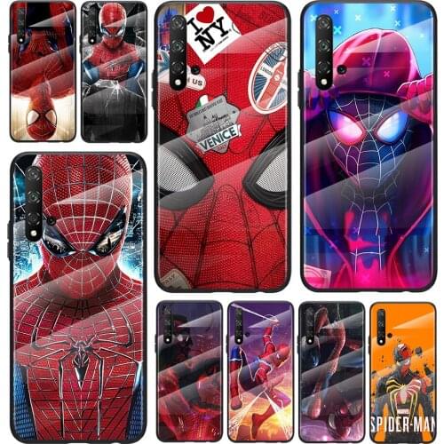 Marvel Spider-Man For Honor 30 20 10 9X 8X Pro Plus Lite Tempered Glass Hot New Shell Luxury Cover Phone Case