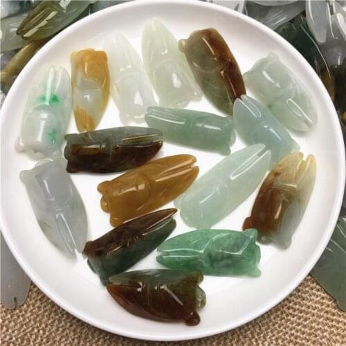 Cicada ICE Natural Grade A jade Green Burma jadeite Yellow Bead Hand carved pendant Jewelry necklace Best jade