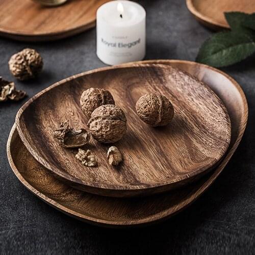 Whole Wood lovesickness Wood Irregular Oval Solid Wood Pan Plate Fruit Dishes Saucer Tea Tray Dessert Dinner Plate Tableware Set
