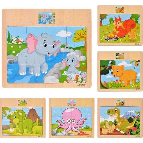 Kids Puzzles Board Toy Wooden Colorful Dinosaur Zebra Animal Jigsaw Puzzles Board Intelligent Educational Toys For Kids