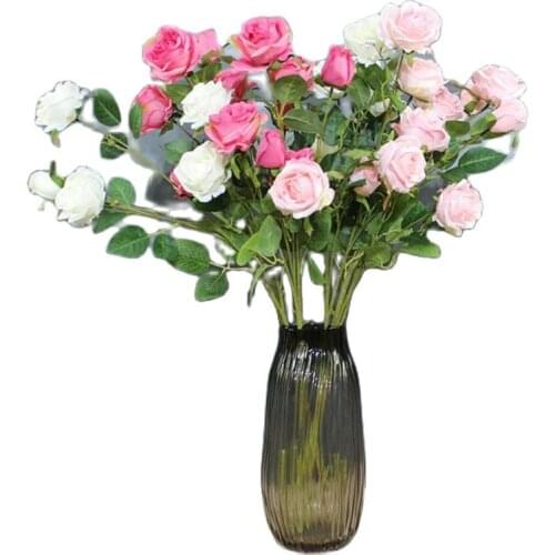 7Pcs Fake Chinese Rose (6 Heads/Piece) 31" Length Simulation Rosa Chinensis for Wedding Home Decorative Artificial Flowers