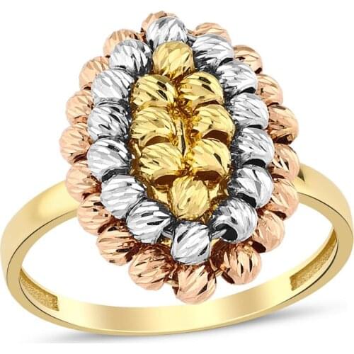14k Gold Oval Three Color Dorica Ring W4Y28036